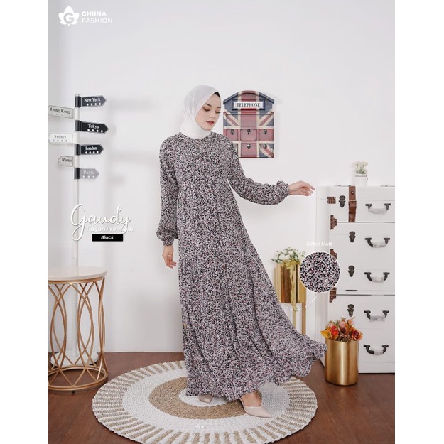GAUDY MOM DRESS BY GHINA FASHION✓gamis rayon murah