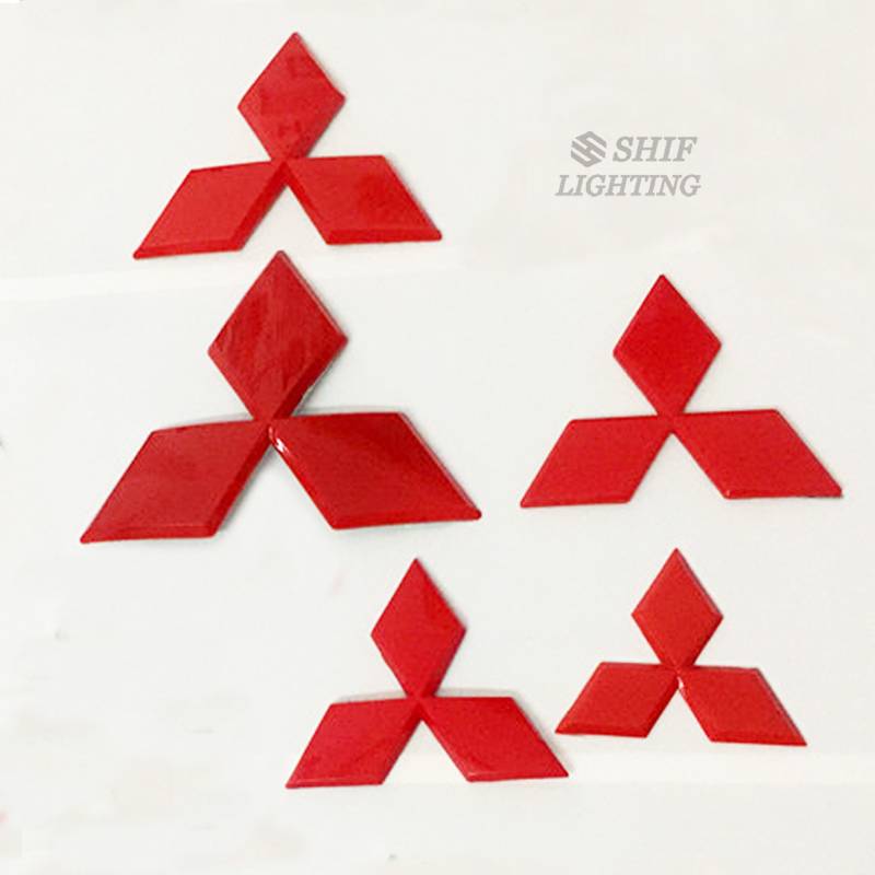 1pc Stiker Emblem / Badge Mitsubishi Bahan ABS Warna Merah Untuk Bagasi Depan / Belakang Mobil