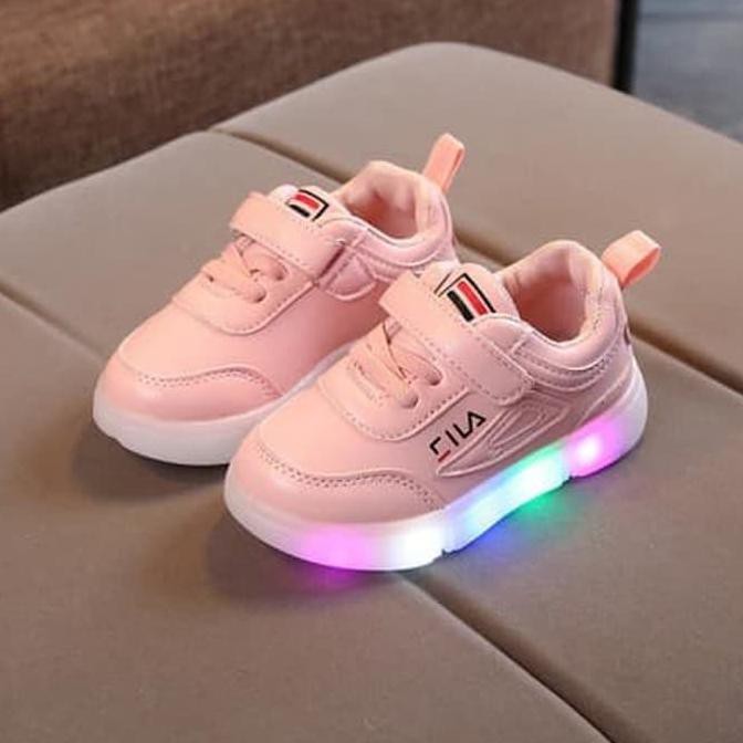 Big Sale Sepatu Led Fila Warna Pink Sepatu Kets Anak Perempuan Impor Sepau Anak Terbaru