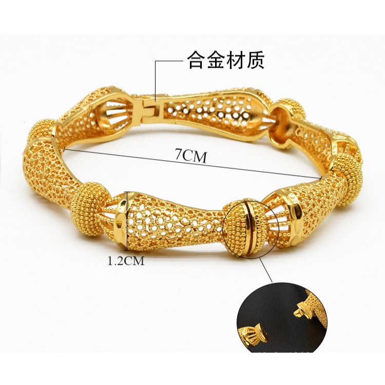 Gold-Plated Hollow Gelang Wanita Alluvial Emas