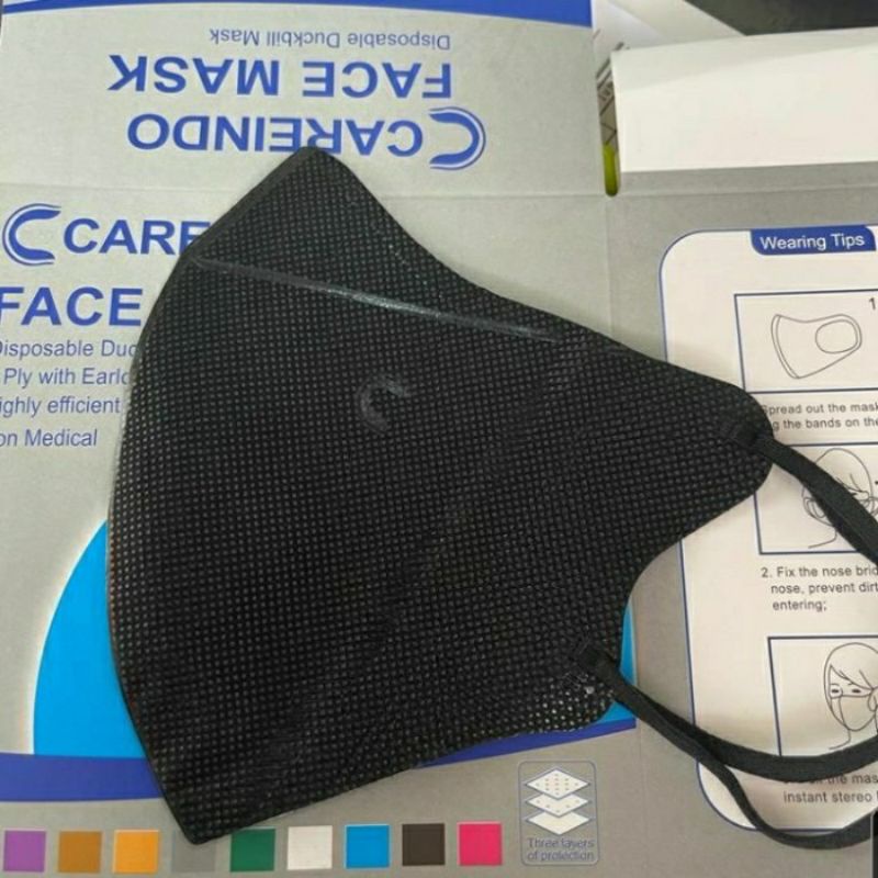 MASKER DUCKBIL HITAM CAREINDO EMBOS 3 PLY ISI 50