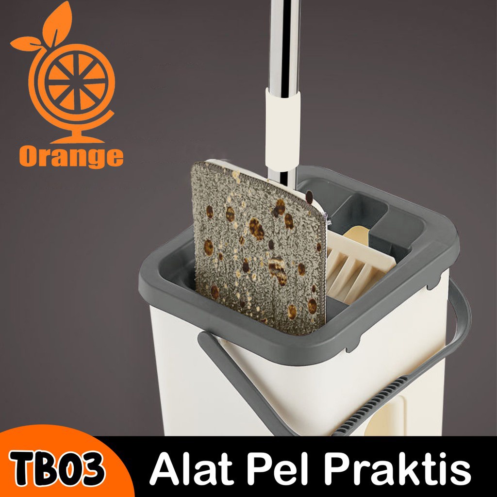 Alat Pel Praktis Ultra Mop Briny Brown Pel Putar Pel Lantai Multifungsi Pel Bentuk Persegi Panjang GOSHOP88