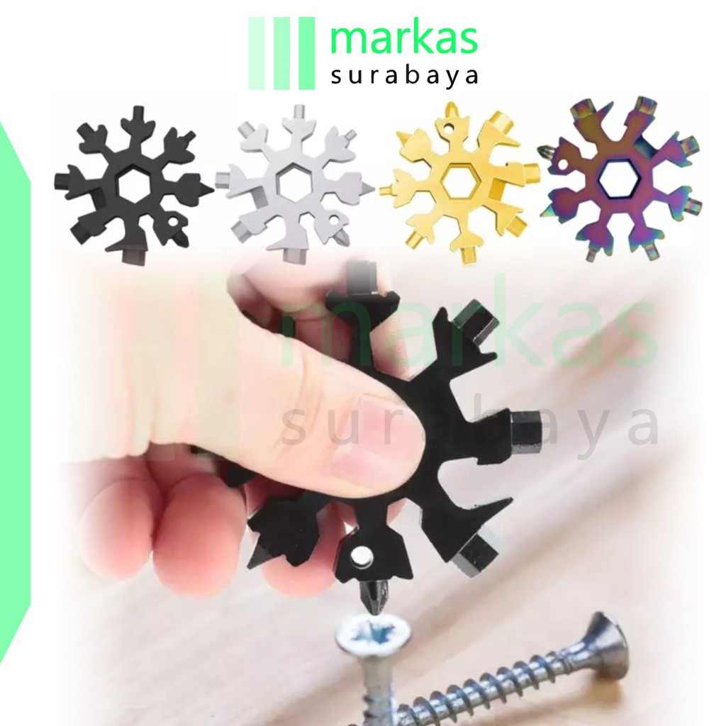 MARKAS HL0172 Snowflakes Multi Tool Pocket Wrench Saker Tool Kunci Salju 18 IN 1