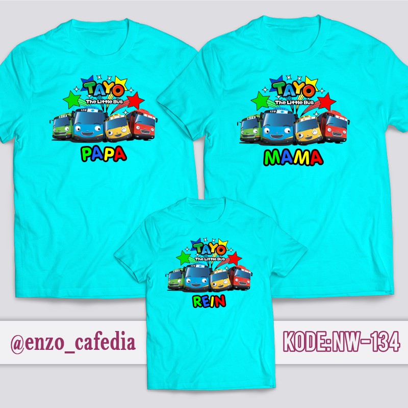 Jual Baju Couple Keluarga Kaos Ulang Tahun Anak Desain Kaos Tayo Little Bus 134 Gratis Custom