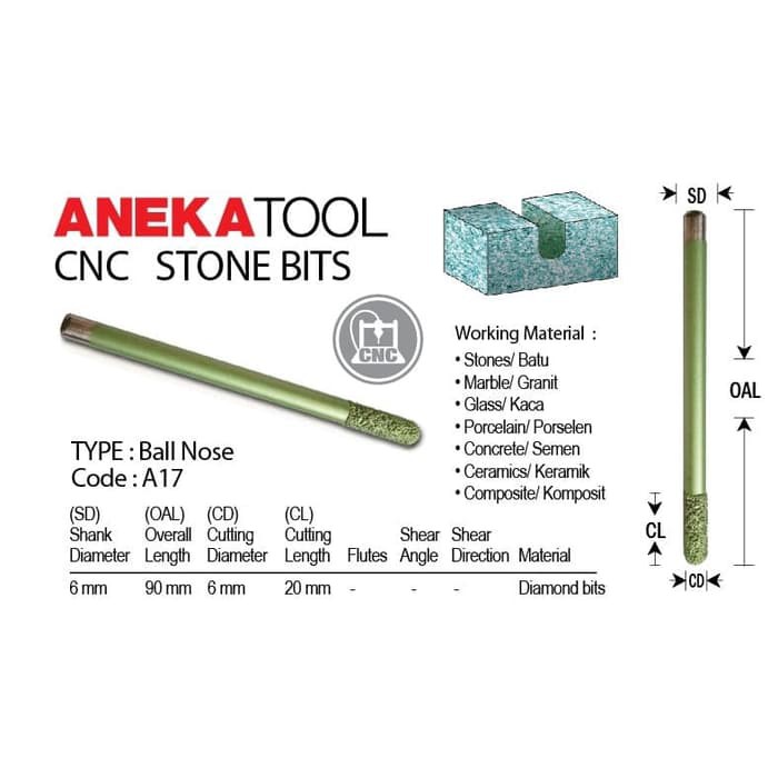 AnekaTool Diamond Ballnose Bits Grafir