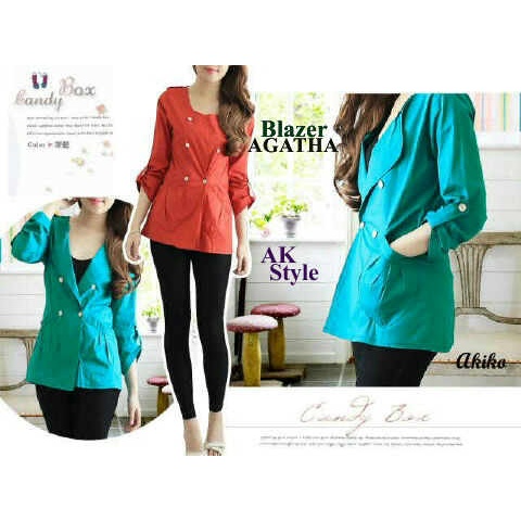 [blazer agatha AK] blazer wanita katun strecth merah dan hijau