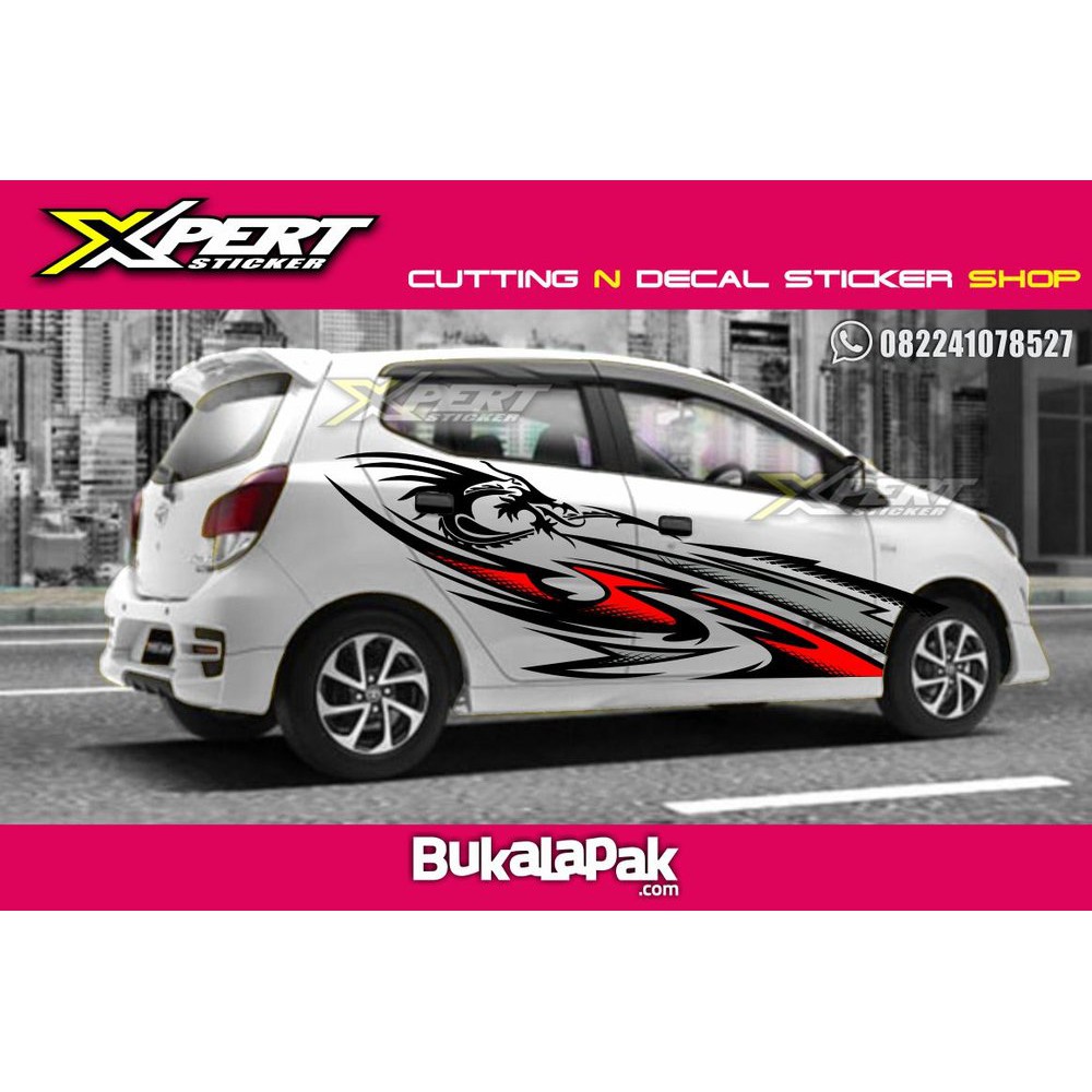 CUTTING STICKER AGYA AYLA STICKER TRIBAL STRIPING MOBIL AGYA MERAH KUNING