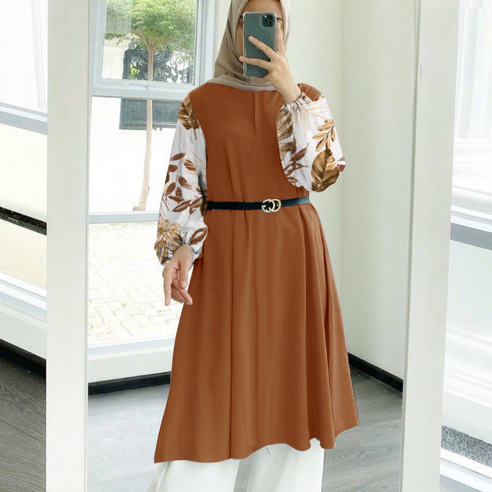 Tunik Jumbo - Gamis Wanita Kekinian - Baju Atasan Wanita - Bungaz Motif Gabungan - Lexoir-Bungaz Tunik Capcino