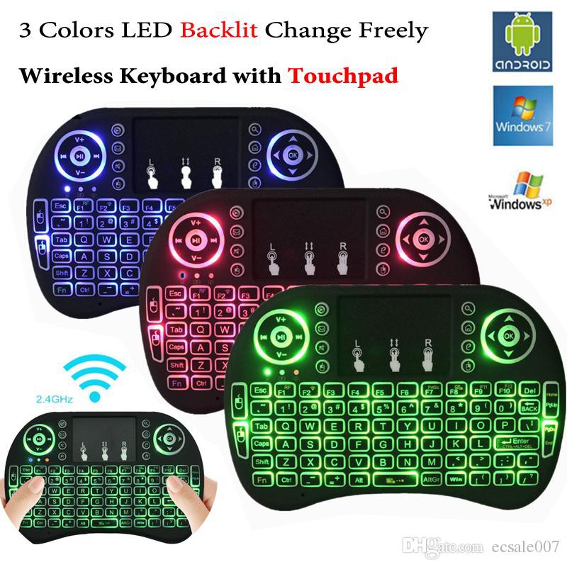 Mini Wireless Keyboard Touchpad i8 with 3 Differect LED Backlight Color