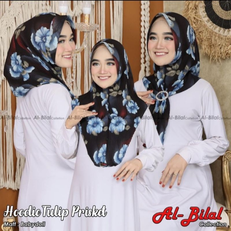 HIJAB INSTAN HUDI HUDIE HODIE HOODIE PLISKET PRISKET MOTIF BUNGA KECIL FLOWER BY AL BILAL CERUTY TER
