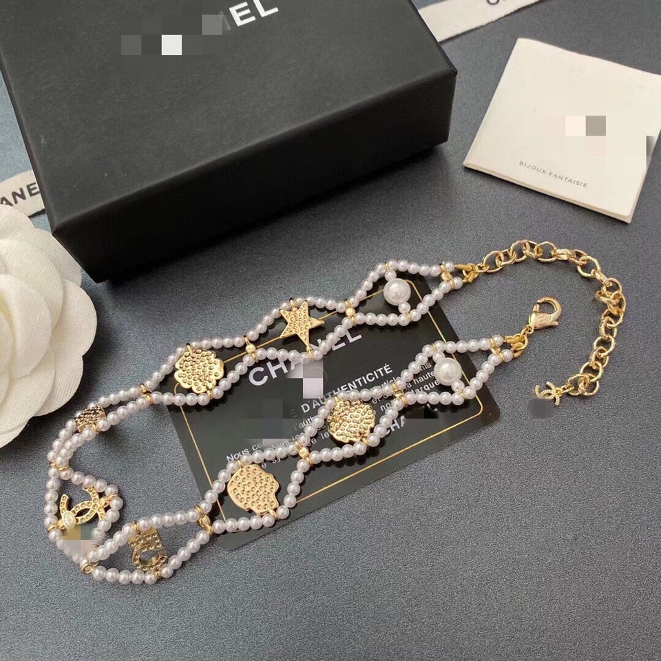 CHANEL Online Influencer Refined Double-Layer Small Fragrant Pearl Necklace Elegant And Personalized
