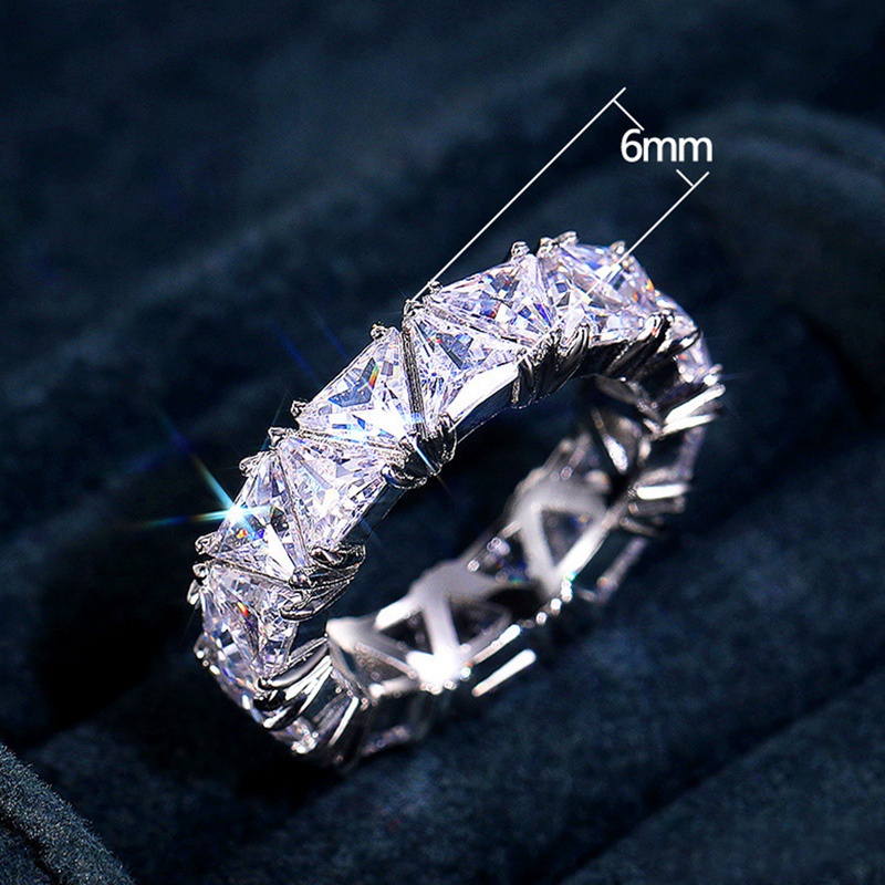 Gorgeous Women Promise Eternity Rings Geometric Triangle White Cubic Zirconia Stone Wedding Engagement Jewelry