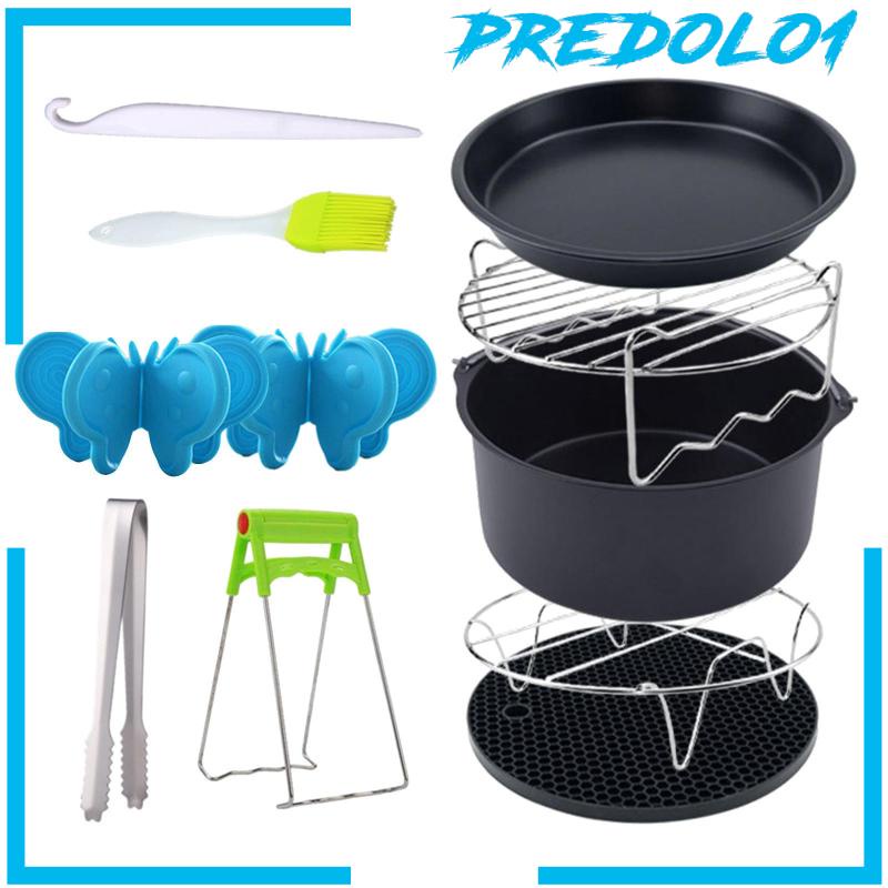 [PREDOLO1] 10 Pieces Air Fryer Accessories Steel Skewer Rack for BBQ Home Kitchen