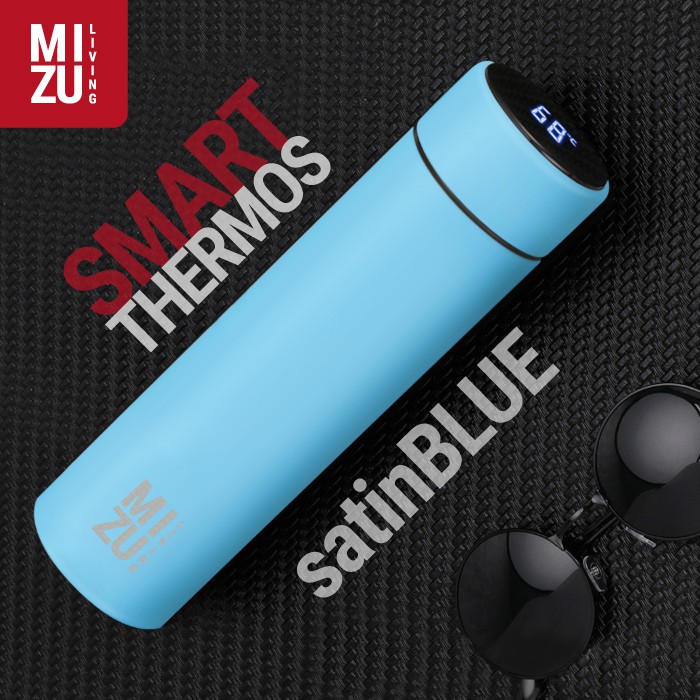 MIZU LIVING Smart Thermos Botol Minum Tumbler Vacuum Flask Stainless Steel 500ml BPA-Free Hot & Cold-SKY BLUE