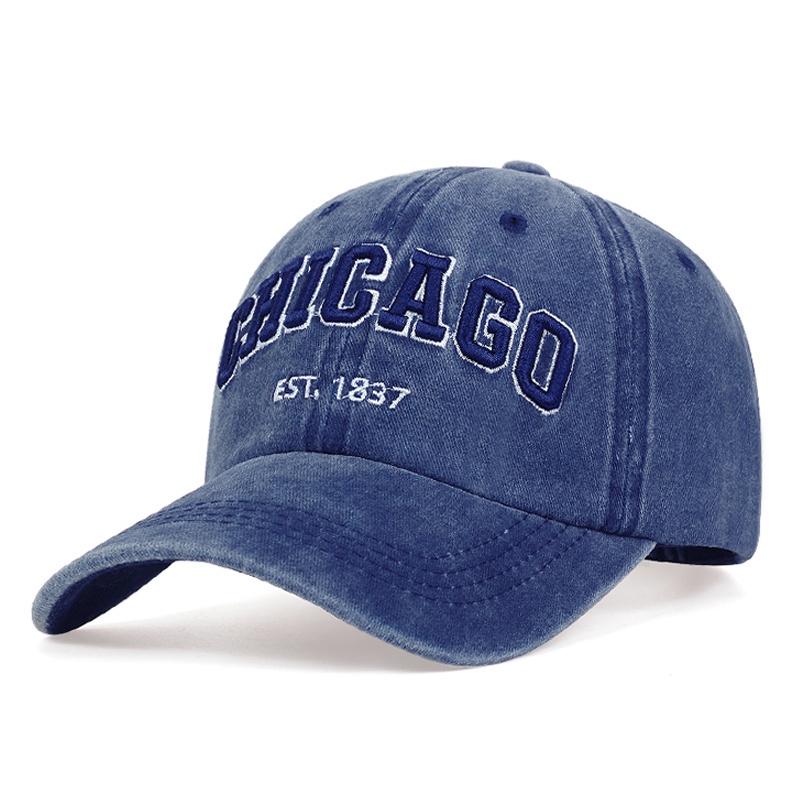 Topi baseball Warna solid Gaya vintage chicago Cowboy Untuk pria Dan wanita