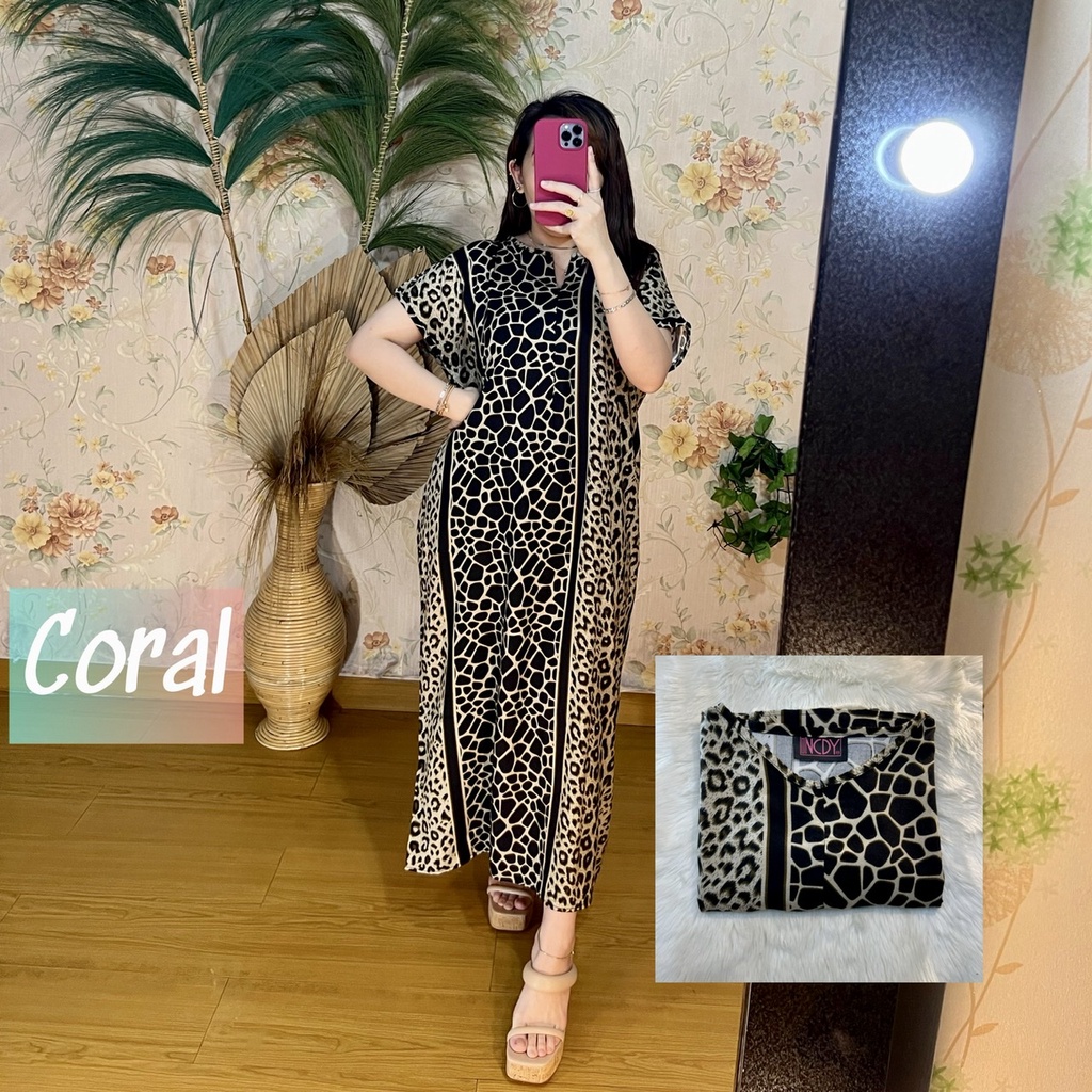 PART1 NCDY HOMEWEAR DASTER PANJANG SEMATA KAKI LD 130cm BUSUI FRIENDLY JUMBO-Coral