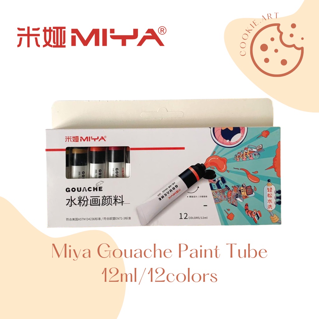 Miya Himi Gouache Paint Tube Cat Gouache Tube Set 12 Colors x 12ml