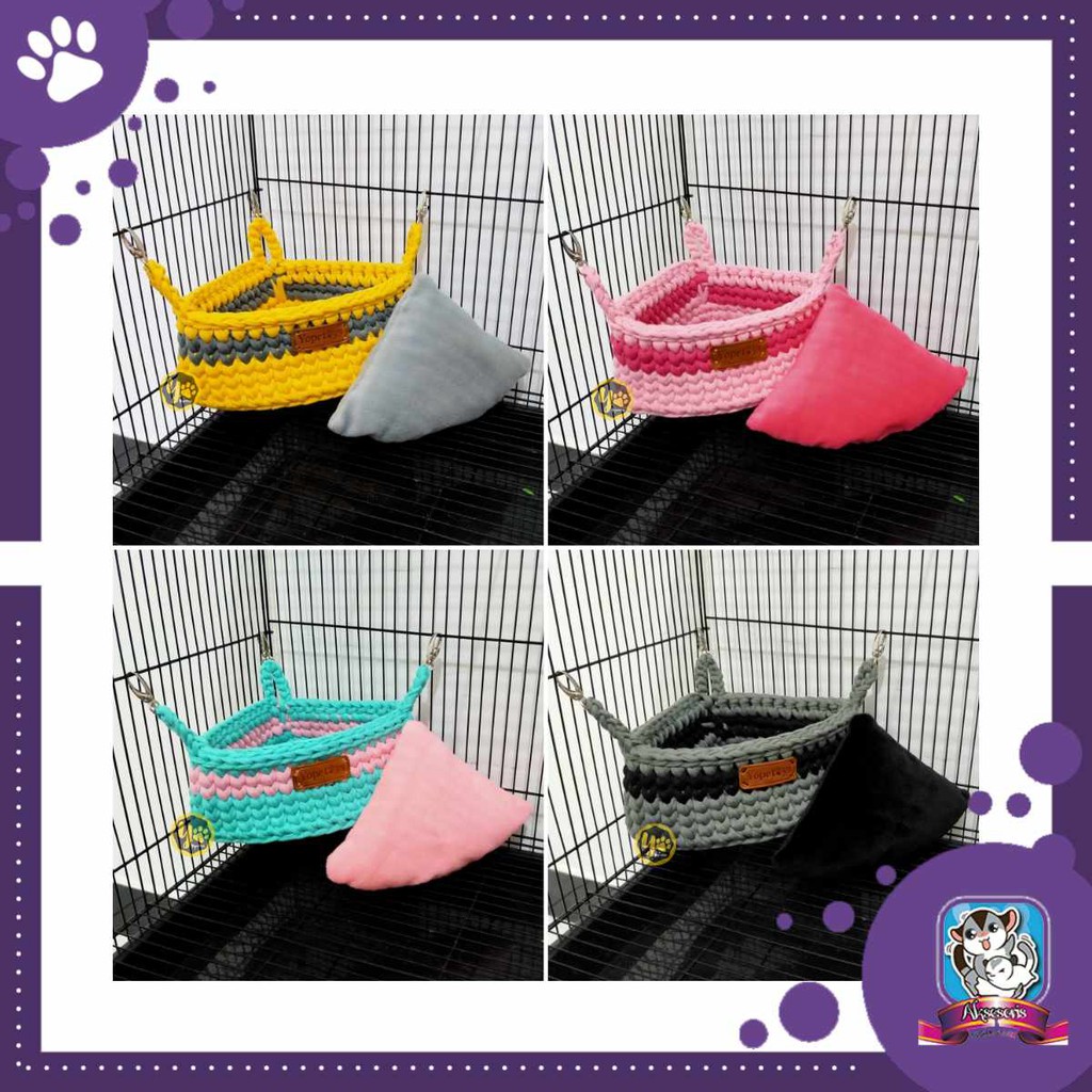Yopetoys Corner Crochet Sleeping Pouch Sugar Glider Kantong Tidur Sugar Glider Bed Rajut
