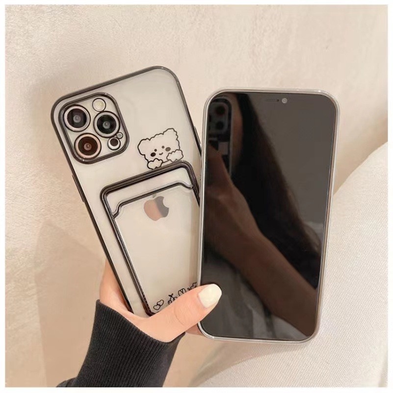 Soft Case TPU Transparan Shockproof Anti Jatuh Dengan Slot Kartu Untuk iPhone 13 12 11 Pro Max X Xr Xs Max 8 7 6 6S Plus SE 2020