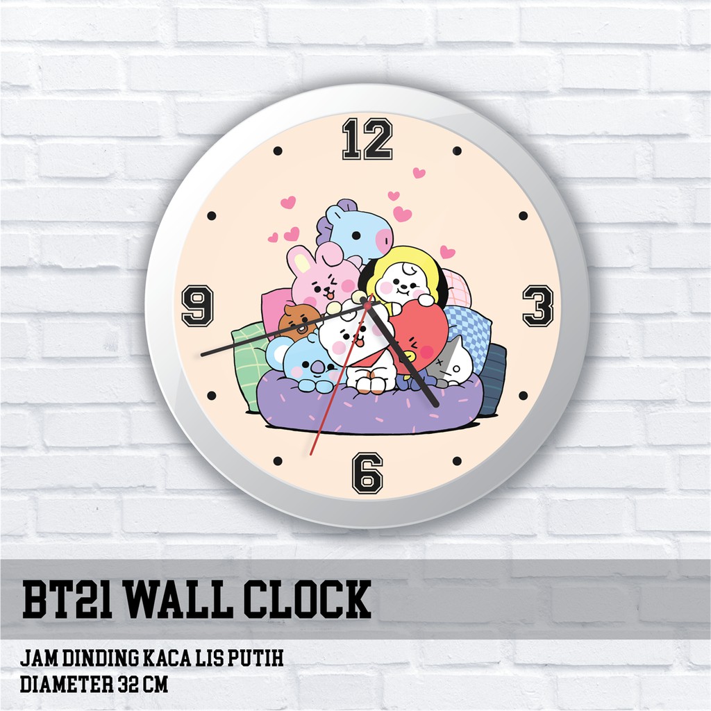 Jam Dinding BT21 BTS Tata Chimmy Cooky Koya Mang Shooky RJ Clock