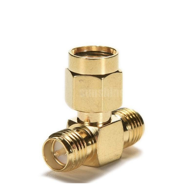 Conector Konektor adapter RP SMA male ke Dua RP SMA female Gold