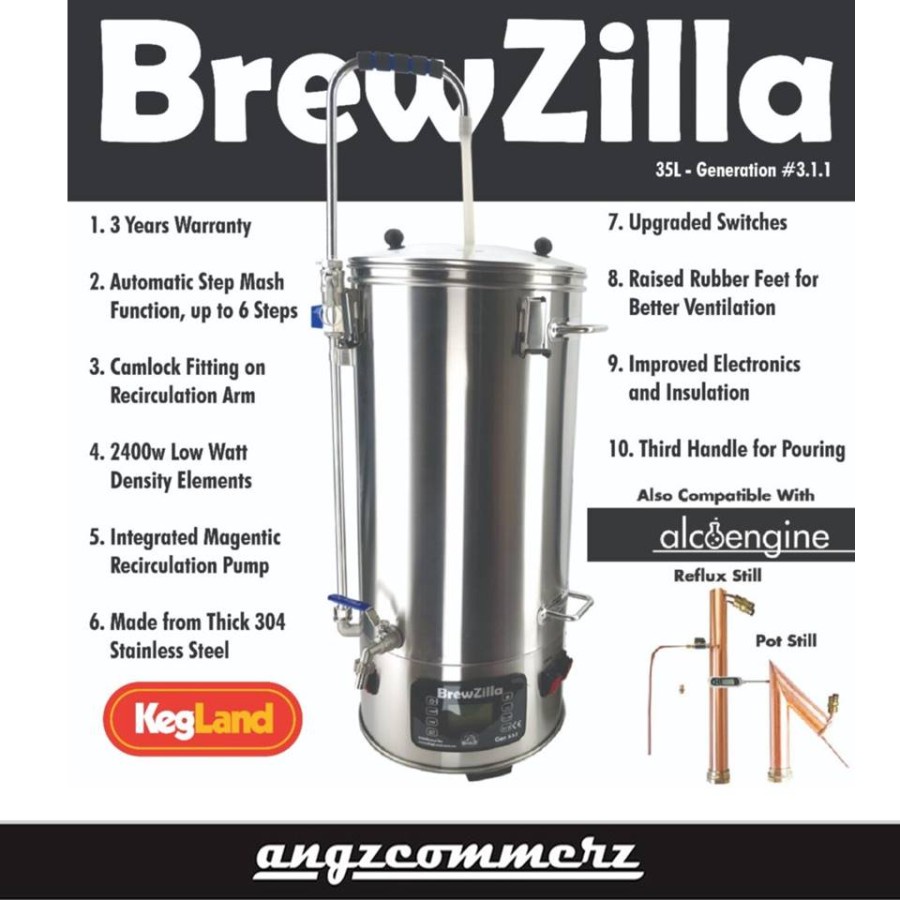 

Kegland Brewzilla 35 Liter Alat destilasi Pembuatan Bir Beer Gen 3.1