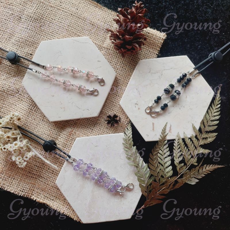 konektor hijab krystal bead / konektor 2 in 1 hijab manik kristal / konektor masker 2 in 1