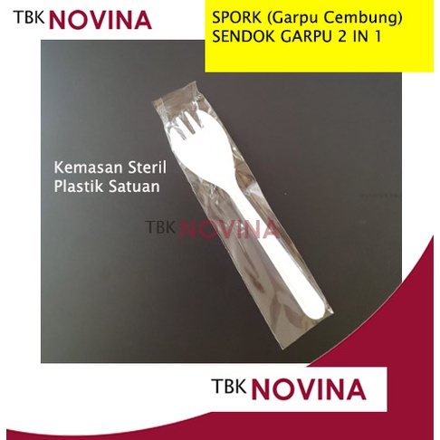 [50 / 100pcs] SPORK Sendok Garpu Plastik Steril / Sendok Garpu 2in1 / Sendok Makan Garpu Makan
