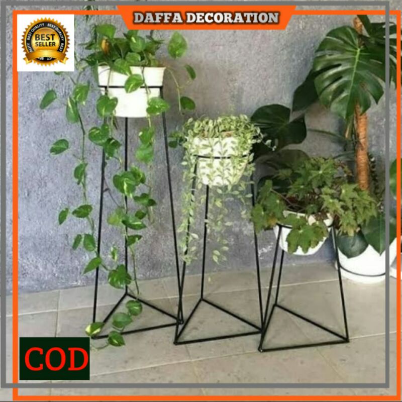 Standing Pot Besi 1 Set 3 Pcs / Rak Bunga Besi Minimalis Stand flowers / Rak Pot Besi Tatakan Pot Po