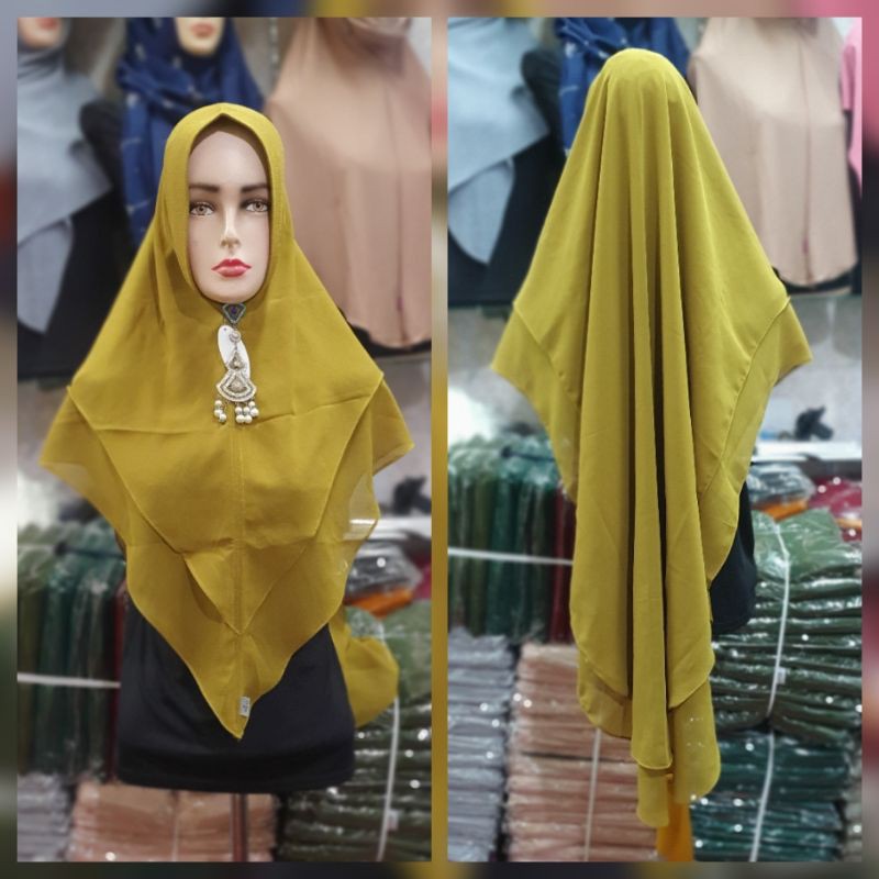 Hijab 2 Layer Runcing/jilbab syari/jilbab langsung/bergo ceruty/jilbab ceruty 2 layer/jilbab pengaji