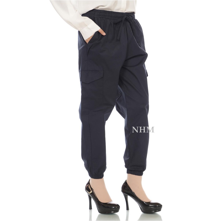 NHM Celana Cargo Jumbo Stretch, Cargo Joger Boyfriend Pants