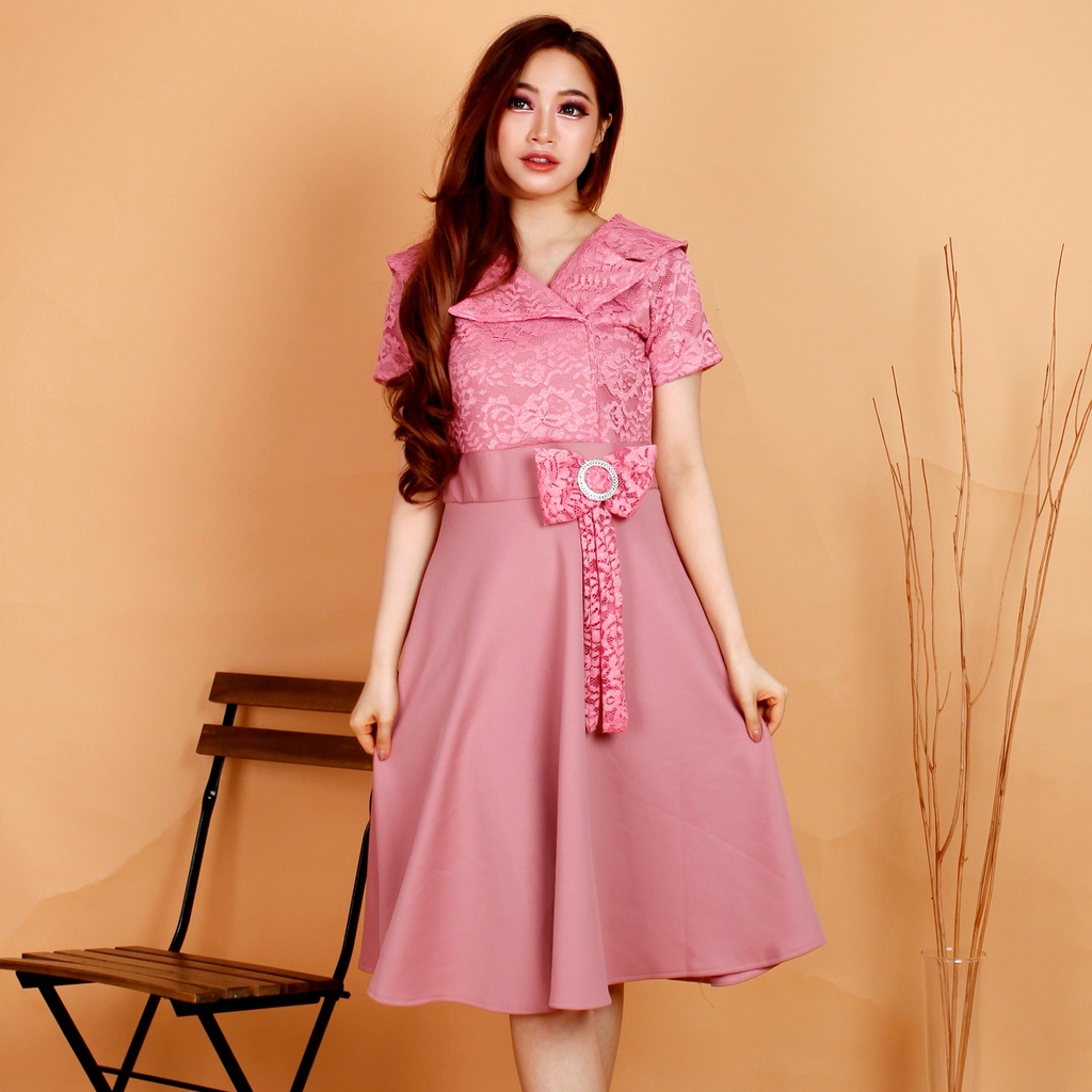 Kathryn collection, 122 # Dres rok mekar ribbon scuba import premium kombinasi brukat gliter khusus