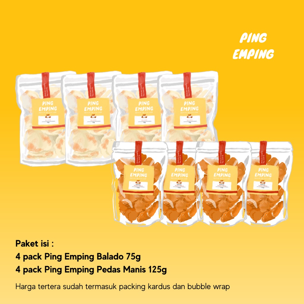 

Paket Box Ping Emping 4 Balado , 4 Pedas Manis