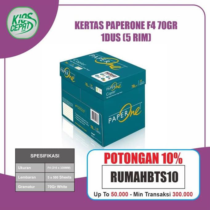 

KHUSUS GOJEK/GRAB Kertas PaperOne F4 70gr 1DUS = 5 RIM