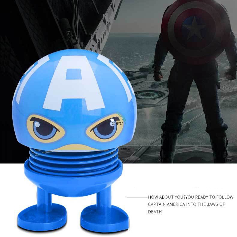 Boneka Per Motif Kepala Iron Man/Captain America/Venom/Hulk/Spiderman Tempel di Dashboard Mobil