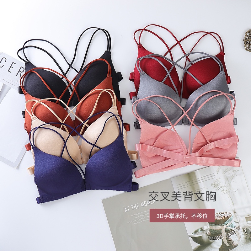 Bra 3D Push Up Bra tanpa kawat kait depan pakaian dalam wanita fashion seksi