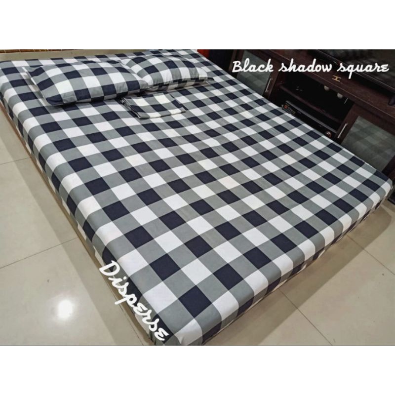 sprei kotak-kotak korean style warna hitam/pink/biru/sprei Emily