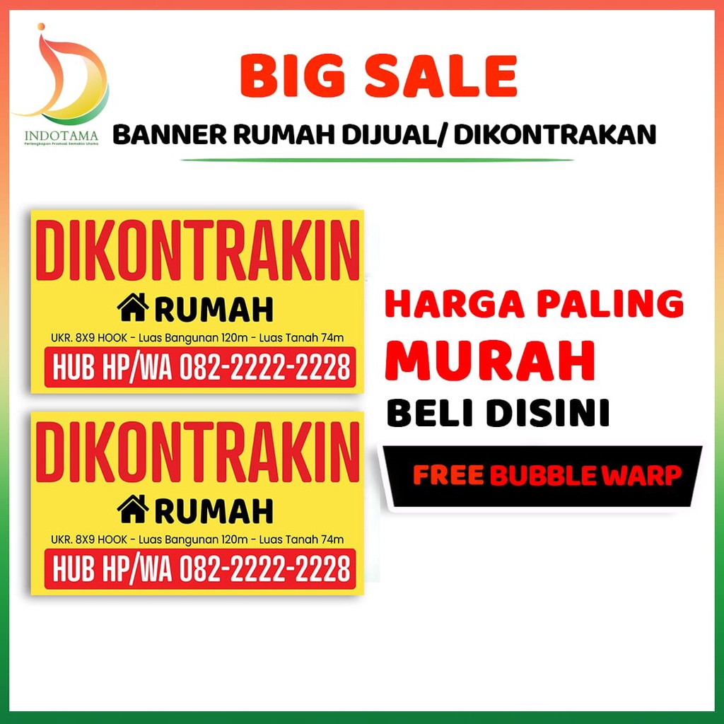 Spanduk Rumah Dijual / Disewakan / Dikontrakan