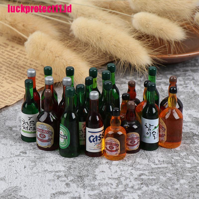 Lucktoy 8pcs Miniatur Botol Wine Skala 1: 12 Untuk Aksesoris Dapur Rumah Boneka