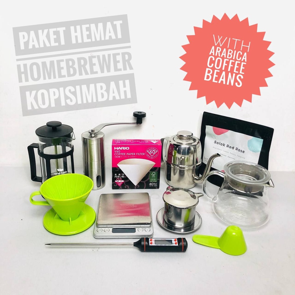 Paket Hemat Homebrewer Alat Seduh Rumahan Pembuat Kopi Manual Brew V60 Coffee Maker