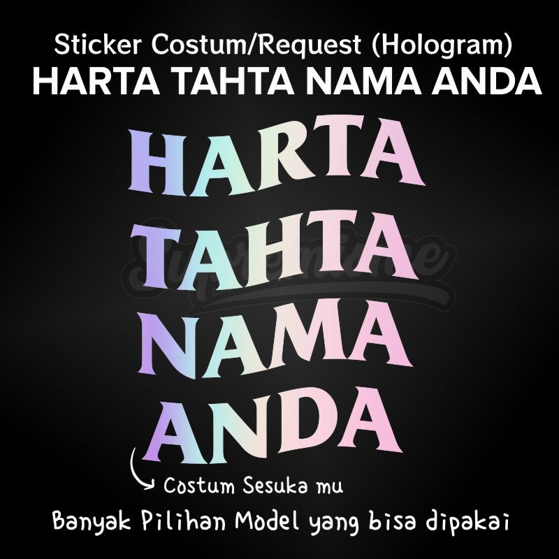 Stiker Hologram Custom Nama Harta Tahta Wanita TERBARU Premium Holographic (Langsung Jadi)