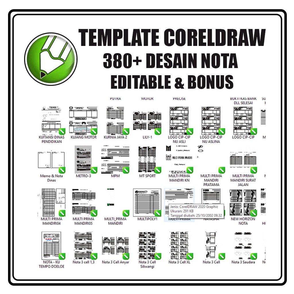 380+ Template Desain NOTA Editable + Bonus CorelDraw siap edit