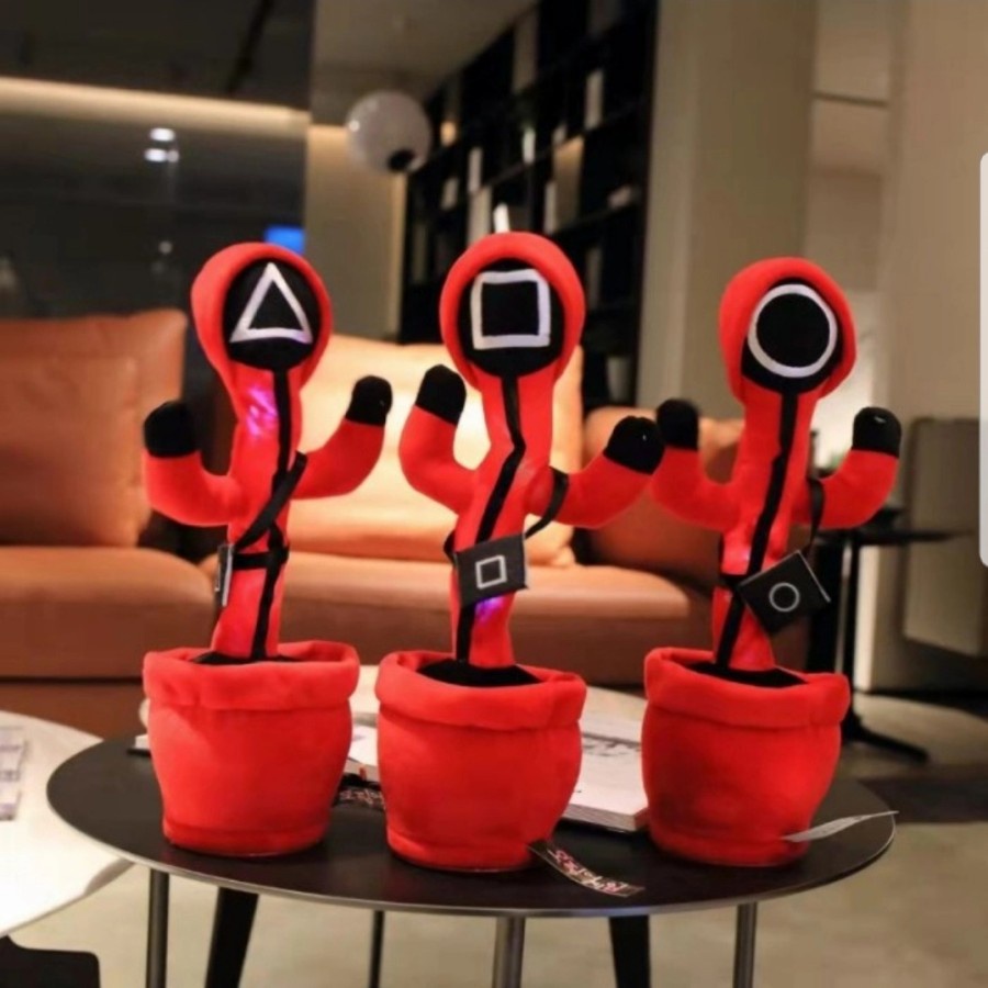 Squid Game kaktus murah Viral Gratis USB / Mainan Anak Boneka Kaktus Squid Game Goyang Menari Bisa Bicara