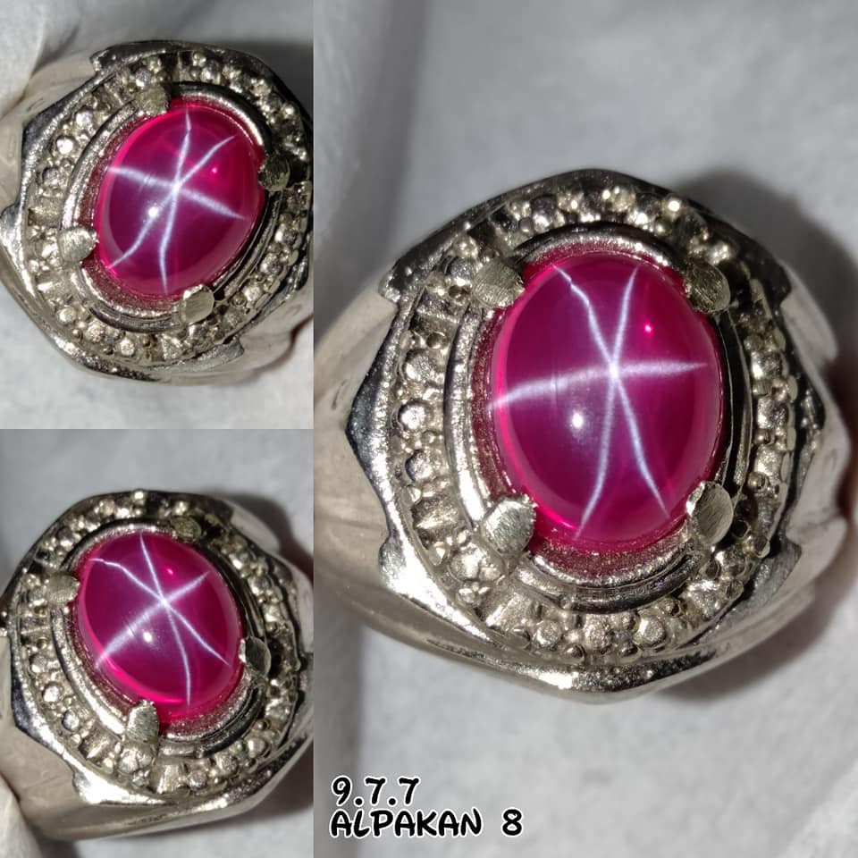 Cincin Batu Akik Ruby Star Merah Kristal Top Quality