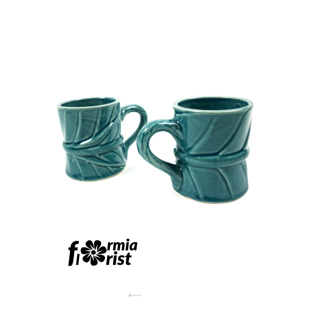 FM - Mug Keramik Daun set 2 pcs 350 ml - KL Gelas Set