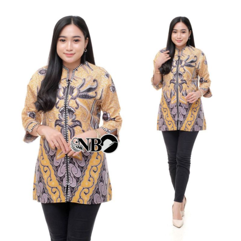 Batik Wanita Atasan Modern kerja blus M L XL XXL