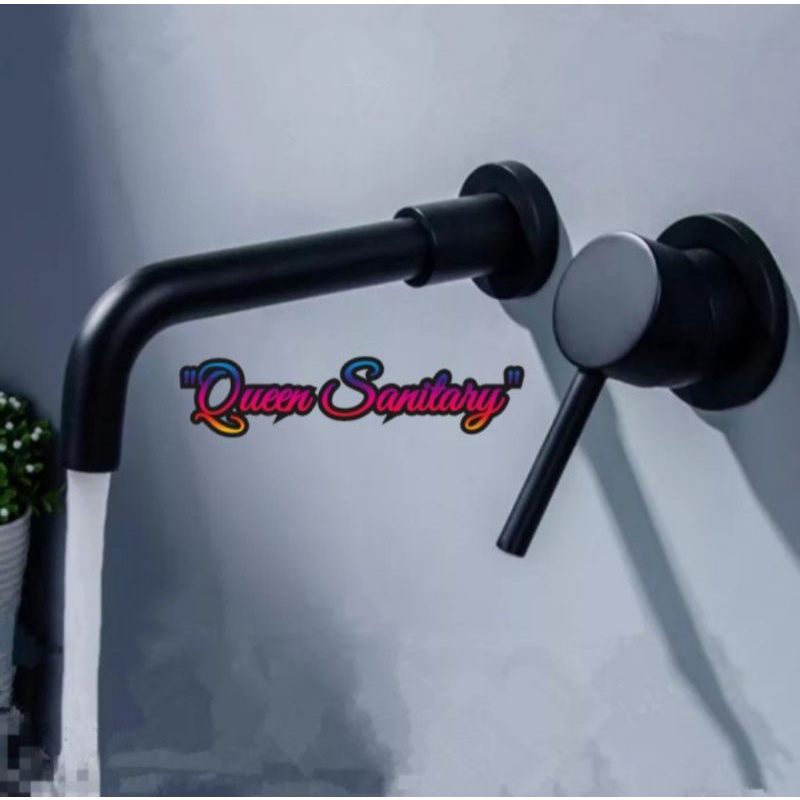 Kran Wastafel Kuningan Hitam Dinding /Kran Cuci Tangan Black