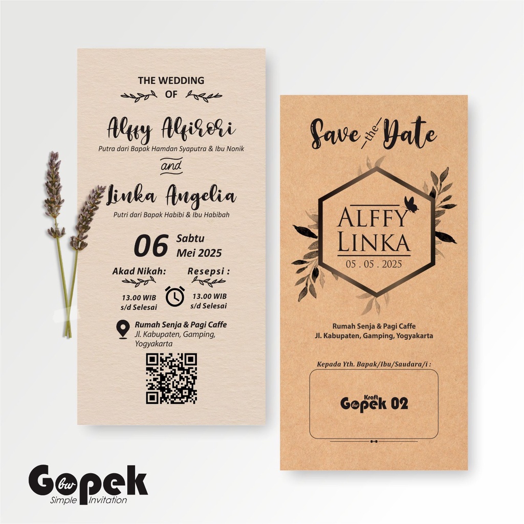 UNDANGAN PERNIKAHAN GOPEK RUSTIC SIMPLE KRAFT - KRAFT GOPEK INVITATION