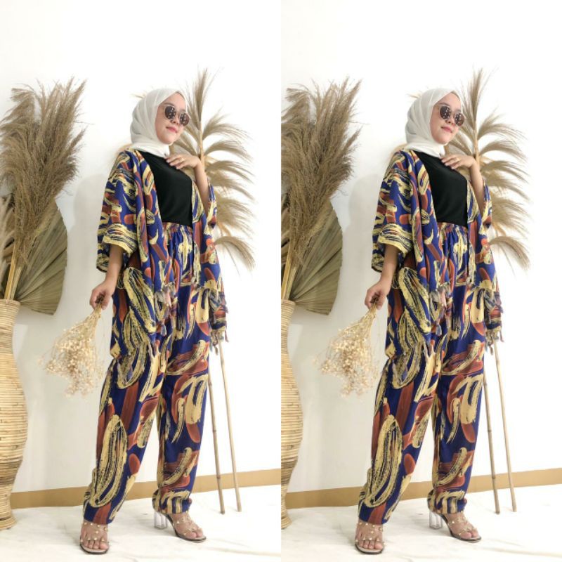 Kardigan Panjang Wanita / One Set Rayon /  Cardigan Bali Jumbo / Setelan Kulot Bali / Cardigan Jumbo