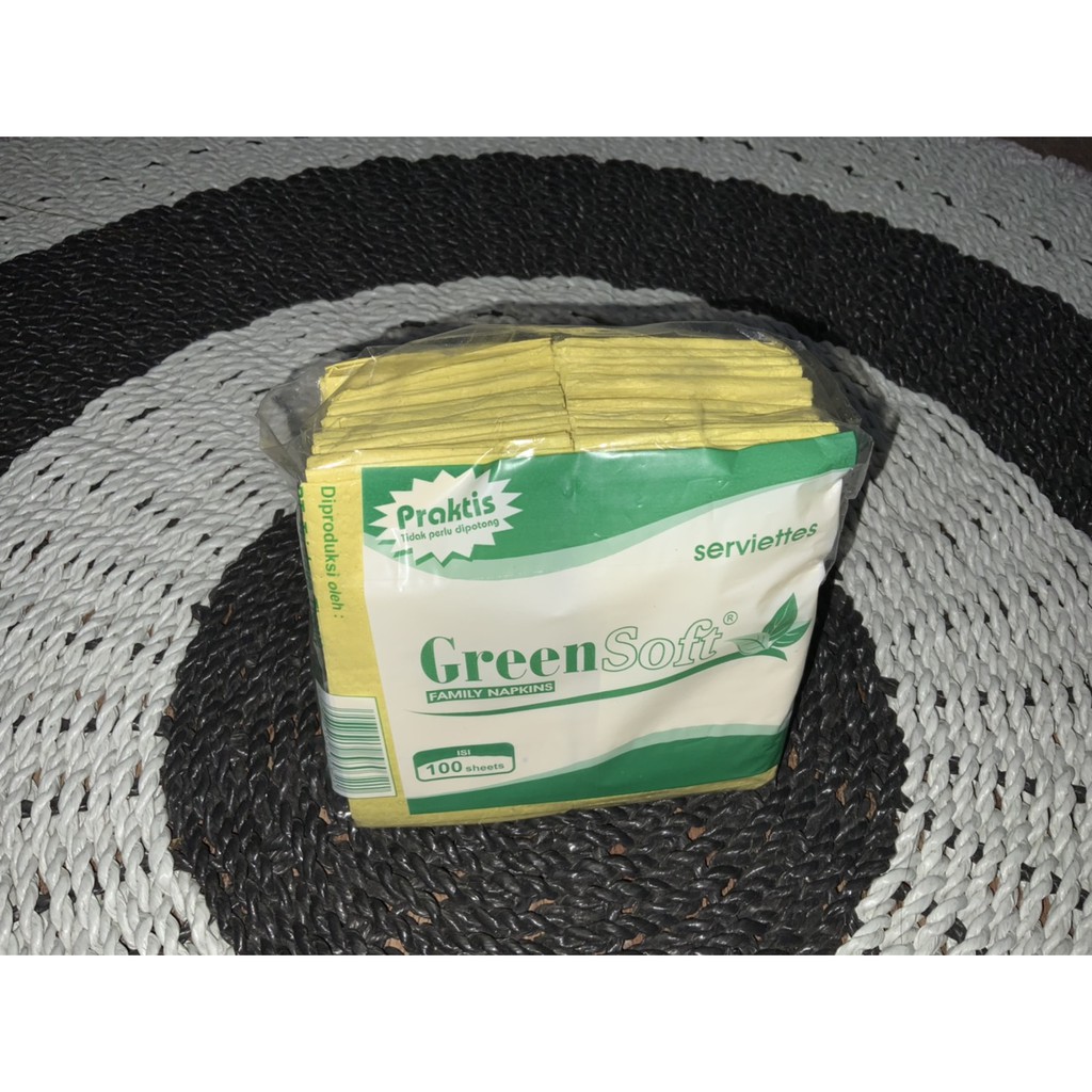 Tisu Makan Potong Lipat Tissue Green Soft Napkin Isi 100 Sheets Tisue Belah - Tissu Grosir Ecer